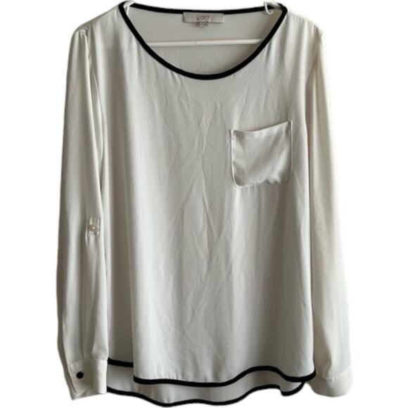 Ann Taylor Loft Ivory Semi Sheer Long Sleeve Top, M - Picture 1 of 4